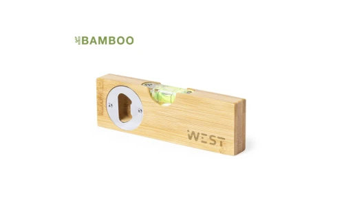 Ouvre bouteille personnalisé Nudok en bambou avec niveau
