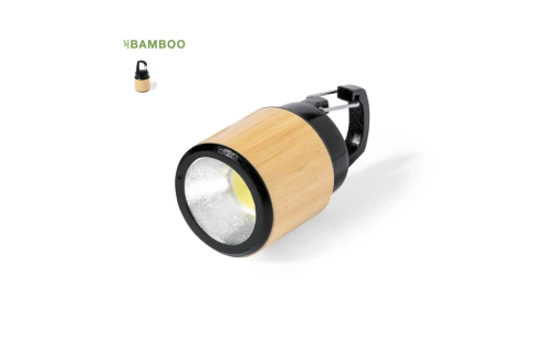 Lampe torche publicitaire personnalisée Gus en bambou avec mousqueton 