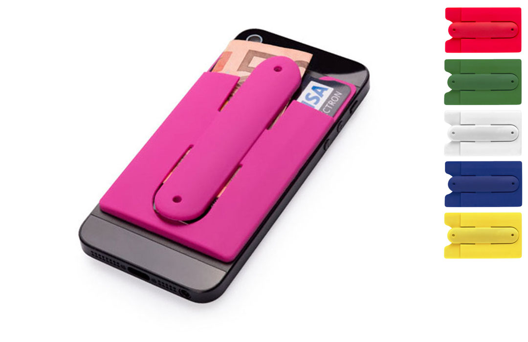 Porte carte bancaire en silicone auto-adhésif pour smartphone 