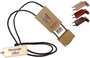 Clé USB premium en bois recyclé publicitaire personnalisée