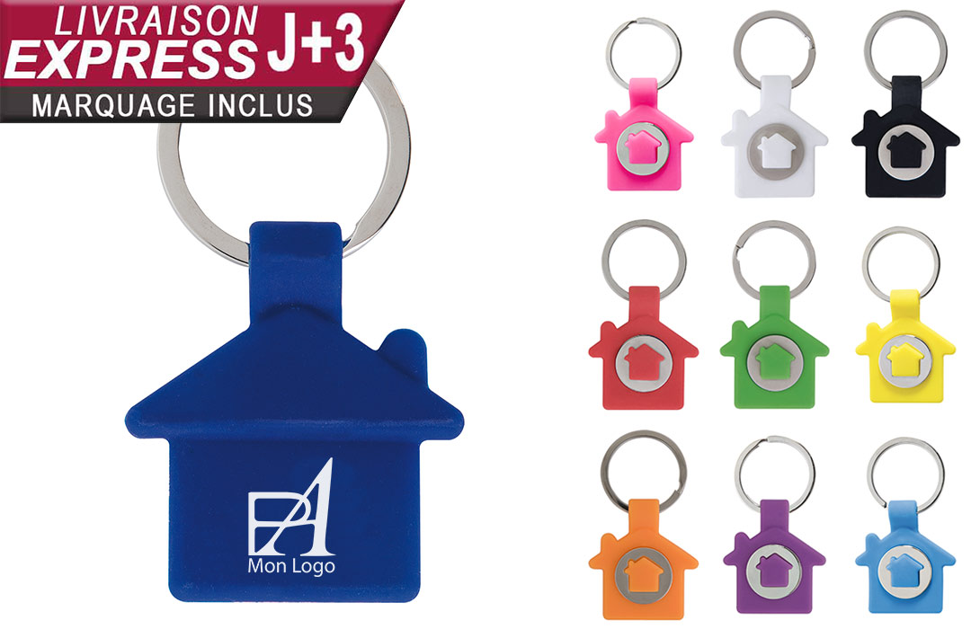 Porte-clés maison personnalisable express logo publicitaire