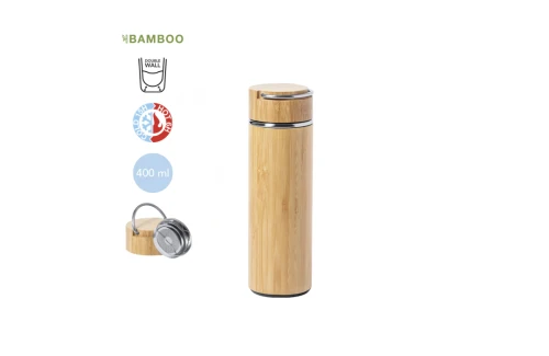 Thermos personnalisable finition bambou avec infuseur Bridget