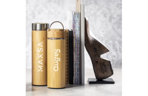 Thermos personnalisable finition bambou avec infuseur Bridget