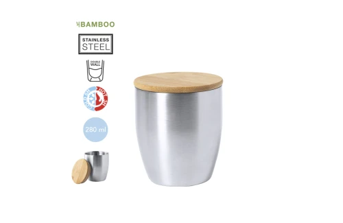 Mug thermique personnalisé en acier et bambou Zasel 500 ml