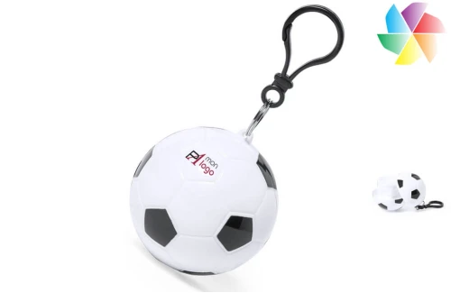 Porte-clés publicitaire personnalisé en forme de ballon football avec un poncho Gol 
