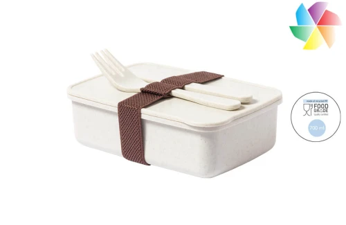 Lunch box publicitaire personnalisée Harxem boite repas sans bisphénol A avec couverts 