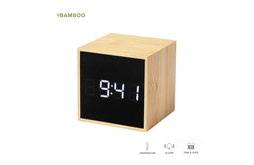 Horloge de bureau multifonction personnalisée Melbran en bambou