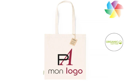 Tote bag en coton bio naturel recyclé publicitaire personnalisé certifié GOTS Rumel 