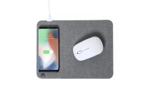 Tapis souris personnalisé multifonction Kimy en RPET à chargeur sans fil