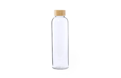 Bouteille personnalisée en verre transparent à bouchon bambou Yonsol 500 ml