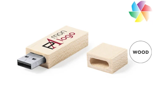 Clé USB publicitaire personnalisée 16 Go en bois Nokex made in Europe 