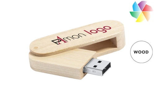 Clé USB publicitaire personnalisée 16 Go twist bois Vedun made in europe 