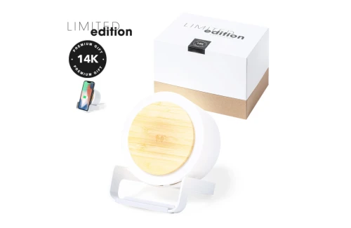 Lampe de bureau multifonction personnalisable à chargeur et haut-parleur Sadow