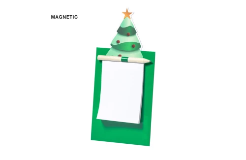 Magnet bloc note personnalisé arbre de Noël avec crayon Clemen