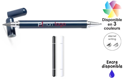 Stylo éternel publicitaire personnalisé crayon rechargeable 2 en 1 à métal brillant Holwick 