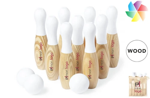 Jeu de bowling publicitaire personnalisé quilles en bois Spare 