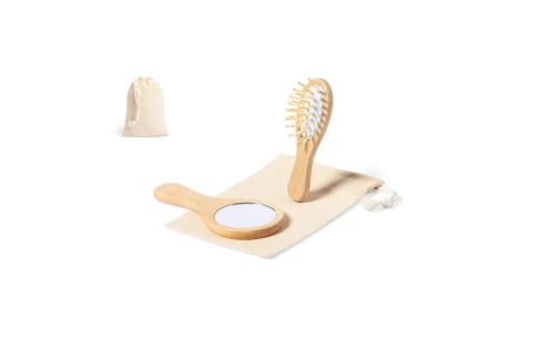 Set de toilette personnalisé Dianex kit miroir et brosse en bois