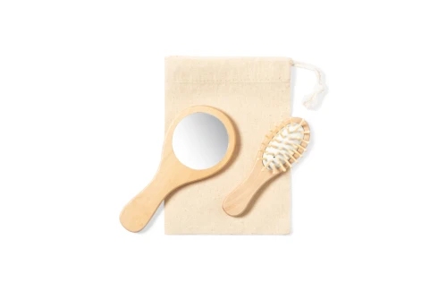 Set de toilette personnalisé Dianex kit miroir et brosse en bois