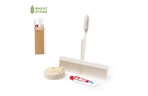 Set de toilette personnalisé Essentiel Kit brosse à dents, dentifrice, peigne, savon