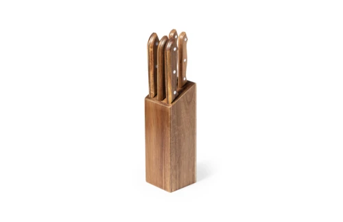 Set de 5 couteaux personnalisés Wheeler avec base en bois