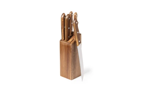 Set de 5 couteaux personnalisés Wheeler avec base en bois