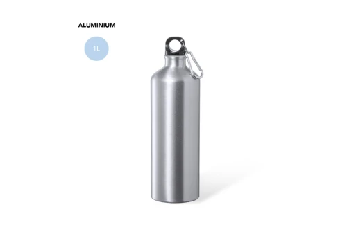 Gourde personnalisée en aluminium avec anneau et mousqueton Alwey 1 litre