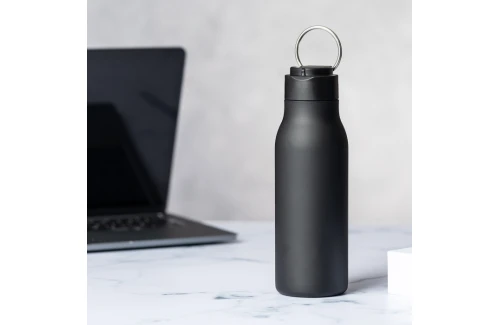 Gourde personnalisée en inox avec anneau de transport Bucky 600 ml