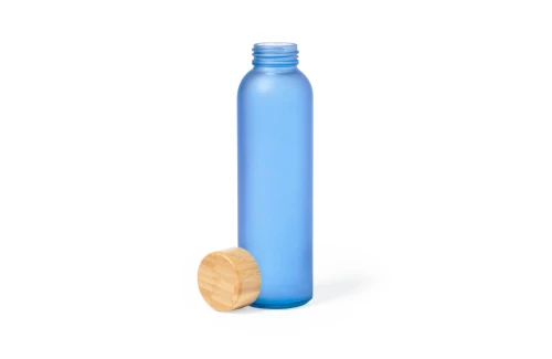 Bouteille personnalisée en verre coloré et bouchon en bambou Eskay 500 ml