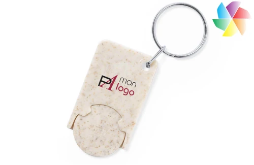 Porte-clés monnaie publicitaire personnalisé en fibre de blé recyclé Prook 