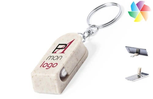 Porte-clés publicitaire personnalisé à support porte téléphone en fibre de blé Peix 