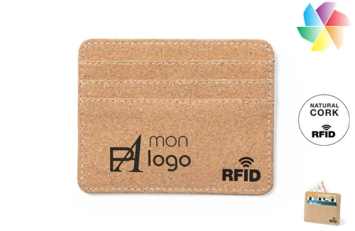 Porte cartes bancaire RFID publicitaire personnalisé Reylox en liège naturel 