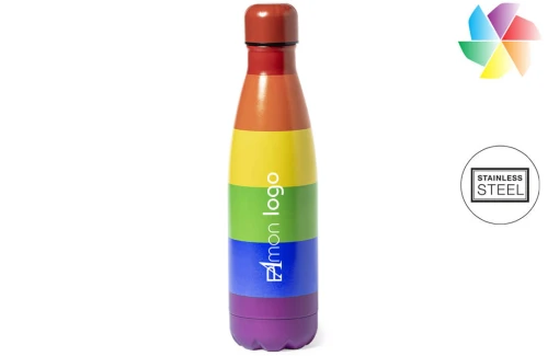 Bouteille publicitaire personnalisée arc en ciel Jedet gourde alu LGBT rainbow 