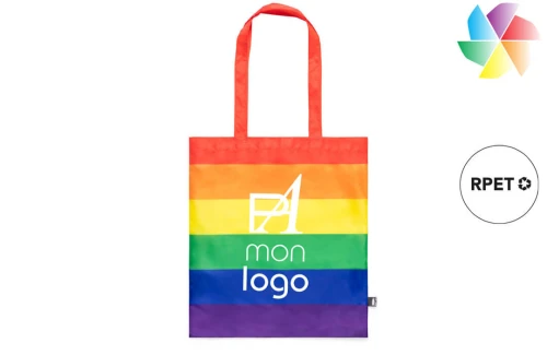 Tote bag arc en ciel publicitaire personnalisé Rubiros sac recyclé au couleur LGBT 