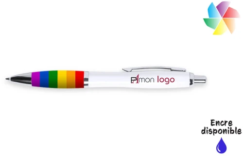 Stylo arc en ciel publicitaire personnalisé poison à grip multicolore au couleur LGBT 