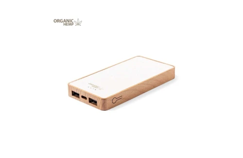 Batterie externe personnalisable powerbank en chanvre et bois Meskat 8000 mAh