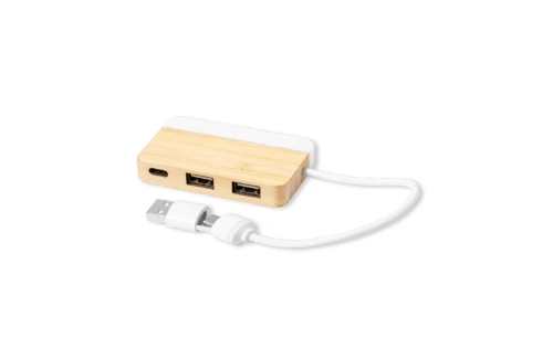 Hub USB personnalisé port 2.0 en bambou et extrait de marbre Layais