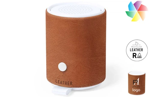 Enceinte Bluetooth® personnalisée haut-parleur publicitaire en cuir recyclé Sotep 