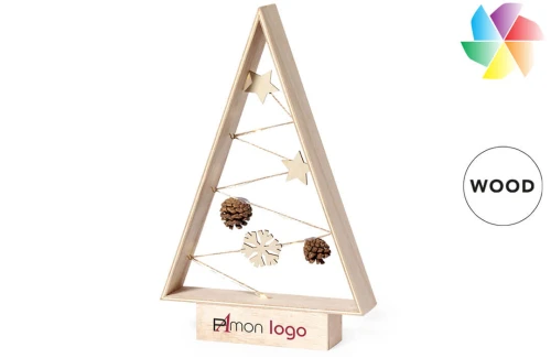 Sapin de Noël de bureau personnalisé en bois naturel avec LED Allurex 