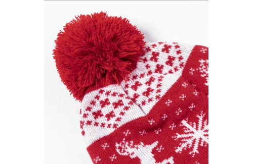 Bonnet personnalisé aux motifs de Noël avec pompon Elenix