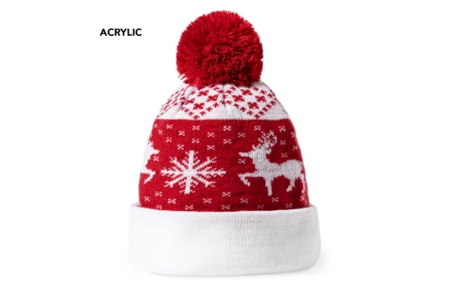 Bonnet personnalisé aux motifs de Noël avec pompon Elenix