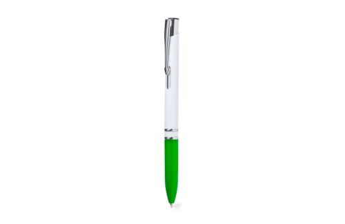 Stylo publicitaire à corps finition blanc brillant et grip de couleur Laury