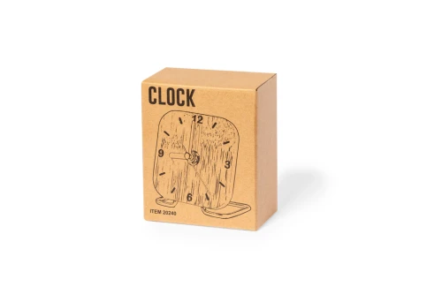 Horloge de bureau personnalisée Eciko en bambou verni et acier