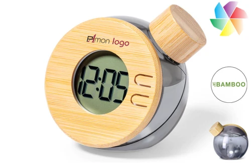 Horloge de bureau publicitaire personnalisée Graox design original en bambou naturel 