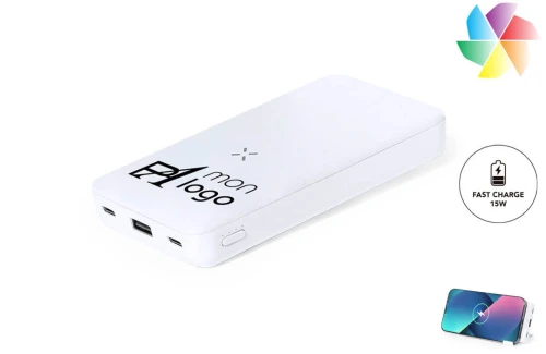 Batterie externe personnalisable 5000 mAh powerbank publicitaire Barry avec chargeur sans fil 