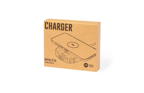 Chargeur de téléphone sans fil 15w en bambou et feutre personnalisé Emerson