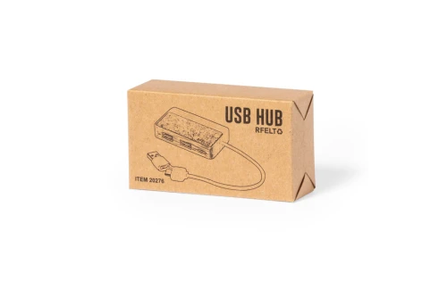 Hub USB 2.0 personnalisé en bambou et feutre RPET recyclé Barney