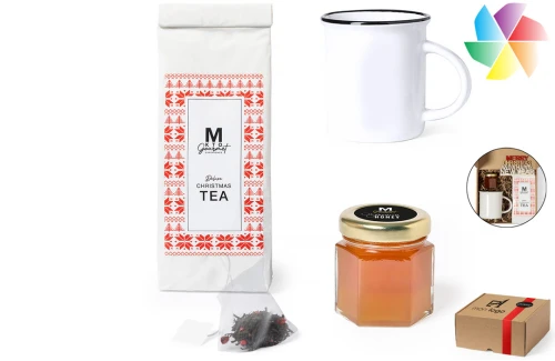 Coffret cadeau de Noël personnalisé set à thé avec tasse céramique Oriarty