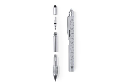 Stylo personnalisé multifonction 8 en 1 en acier inox à mécanisme rotatif Tulix