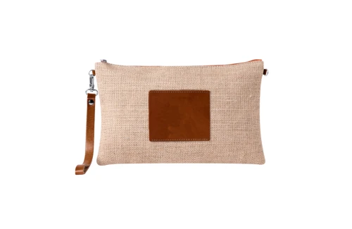 Trousse de toilette personnalisée Tashi pochette en jute et éco-cuir