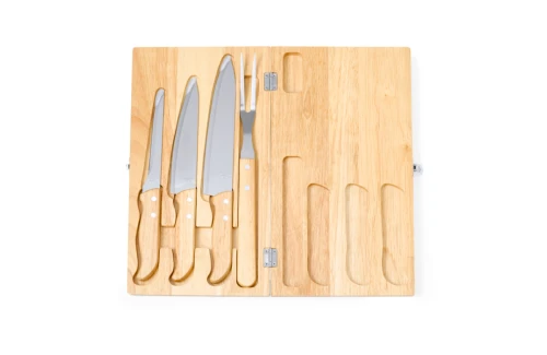 Set de couteaux personnalisés Bergin en inox et bois naturel